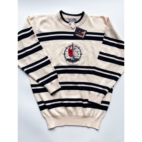 NWT Vintage Burberrys Nautical Crewneck Sweater Size 38" 97cm M/L - Picture 1 of 7